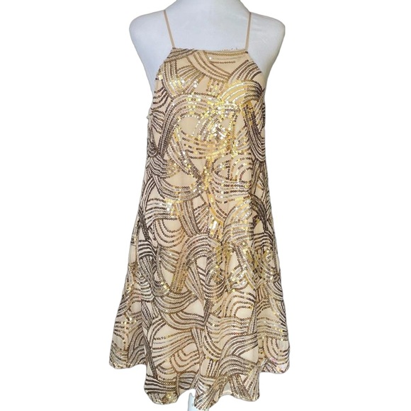 Tiger Lily Sequin Dress, Size M, Gold - Picture 2 of 3